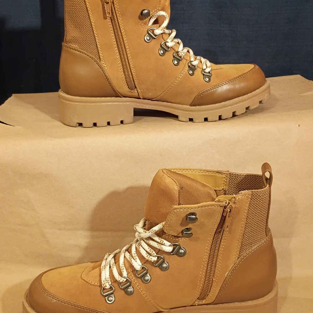 Falls Creek Tan Ankle Boots with Lace-Up Design